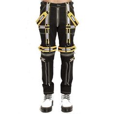 MEN'S BLACK ELECTRO BONDAGE RAVE GOTHIC CYBER CHAIN JEANS PUNK ROCK TRIP  PANT  | eBay Gothic Jeans, Gothic Trousers, Chain Jeans, Mode Hip Hop, Tripp Pants, Silver Pants, Gothic Men, Black Punks, Yellow Pants