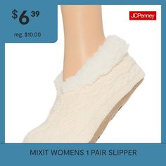 These Mixit women's slipper socks are perfect for chic lounging days at home. Made from a buffalo checked knit with a faux fur lining, this slip-on pair also has grips on the bottom for extra traction. Wear them with pajamas or tracksuit sets. # Pieces In Set: 1 PairFiber Content: 100% AcrylicFabric Description: KnitCare: Line Dry, Hand WashCountry of Origin: Imported Soft Slippers For Lounging, Super Soft Winter Socks, Casual Indoor Socks, Cozy Fit Comfortable Socks, Comfortable Cozy Fit Socks, Comfortable Cream Socks, Indoor Slippers With Faux Fur Lining, Cheap Slip-on Indoor Slippers, Comfortable Snug Non-slip Socks