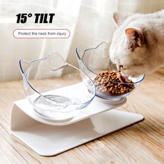 FeatureTilt 15 angle to protect the cat's spineAdd a high base to help the cat eat properlyCat face modelingcute double bowlone side of foodwhile drinking waterThe bottom is designed to prevent food from spilling. Pet Feeding Station, Feeding Station, Cat Feeding