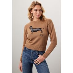 Brown knit (100% Cotton). Sweater. Long sleeves. Crewneck. Pull on. 21.5" from shoulder to hemline. Imported. Fitted Cotton Knit Top For Winter, Stretch Cotton Cropped Sweater For Fall, Fitted Cotton Sweater With Ribbed Cuffs, Crew Neck Knit Top With Ribbed Collar For Fall, Fitted Knit Cropped Sweater With Ribbed Cuffs, Fitted Cotton Cropped Sweater For Fall, Fitted Cropped Sweater With Ribbed Cuffs And Crew Neck, Fitted Fine Knit Casual Sweater, Fitted Brown Casual Sweater