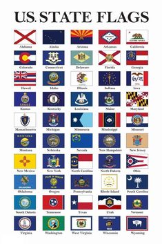 an image of the state flags that are in different colors and sizes, all on one page