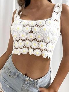 📦FREE Shipping on orders over $60 Gender: Women Type: Tops Feature: Hand Hook Chrysanthemum, Sleeveless Material: Polyester Style: Casual/Fashion Color: White Size: M, L Please Note: All Dimensions Are Measured Manually With A Deviation Of 1 To 3cm. Fitted Crochet Cami Top For Spring, White Crochet Camisole Top For Summer, White Crochet Cami Top For Spring, White Fitted Sleeveless Crochet Top, White Crochet Cami Top For Summer, Fitted Sleeveless Crochet Top For Summer, Fitted Sleeveless Crochet Top, White Sleeveless Stretch Crochet Top, White Sleeveless Crochet Top For Spring