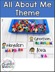 an all about me theme with letters and numbers