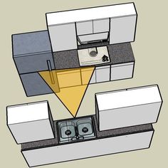 an image of the inside of a kitchen with cabinets and stove top ovens in it