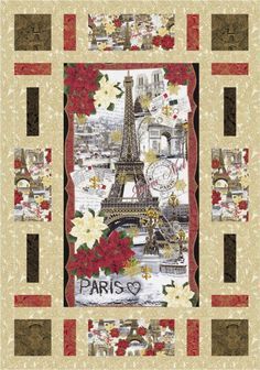 the eiffel tower is shown in this quilt