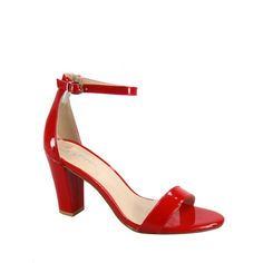 This style runs a little, please order half size down Open Toe Chunky Heel Buckle Heel High 3.25 Inch with 0.25 Inch Platform Size: 5.5.  Color: Red.  Gender: female.  Age Group: adult. Red Block Heels With Ankle Strap And Heel Strap, Red Ankle Strap Block Heels With Stacked Heel, Red Closed Toe Block Heels For Summer, Red Block Heels With Ankle Strap, Red Ankle Strap Heels With Buckle Closure, Summer Red Closed Toe Block Heels, Red Low Heel Block Heels For Summer, Casual Ankle Strap Patent Leather Heels, Casual Patent Leather Ankle Strap Heels