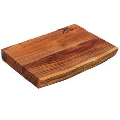 a wooden cutting board on a white background