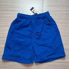 Blue Cotton Sweat Shorts From Shein Casual High Waist Blue Shorts, Casual Blue Bottoms With Short Leg, Casual Blue Short Leg Bottoms, Casual Blue Short-leg Bottoms, Casual High-waisted Blue Shorts, Shein Shorts, Fast Car, Movie Costumes, Sweat Shorts