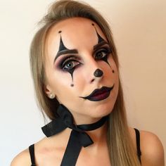 Easy Clown Makeup For Women, Black Clown Costume, Nem Halloween Makeup, Evil Clown Makeup, Black Halloween Makeup, Jester Makeup, Creepy Clown Makeup, Cute Clown Makeup, Halloween Makeup Clown