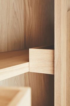 closeup of wooden shelves in a kitchen