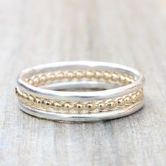 Stacking Ring Set // Set of 6 Gold and Silver Stackable Rings - Etsy Gold Stackable Bands In Sterling Silver, Handmade Gold Stackable Rings In Sterling Silver, Stackable 14k Gold Rings In Silver, Handmade Sterling Silver Stackable Rings In Yellow Gold, Gold Double Band Stackable Rings In Sterling Silver, Gold Sterling Silver Double Band Stackable Rings, Rings Mixed Metals, Silver Stackable Rings, Turquoise Gold Ring