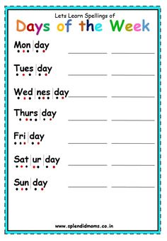 the days of the week worksheet for students to practice their language skills and writing