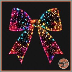 a large bow with colorful lights on it