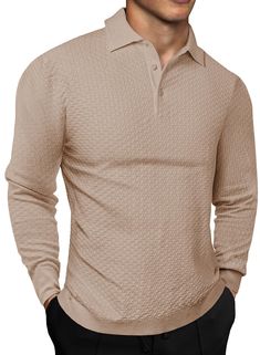 PRICES MAY VARY. Elegant Jacquard Fabric: This JMIERR men's long-sleeve polo shirt is crafted from comfortable jacquard fabric, featuring a sophisticated textured pattern that adds a touch of elegance to your wardrobe. Comfortable and Breathable: This dress pullover sweater for man made from high-quality, breathable materials, this dress shirt ensures maximum comfort throughout the day. The soft fabric feels great against the skin, making it perfect for all-day wear. Classic Polo Design: The kni Fall Collared Polo Shirt With Buttons, Fall Collared Polo Shirt, Long Sleeve Polo Shirt For Fall, Cotton Polo Sweater With Buttons, Long Sleeve Polo Shirt For Fall With Button Closure, Long Sleeve Solid Polo Shirt For Fall, Cotton Long Sleeve Polo Sweater With Buttons, Fall Long Sleeve Polo Shirt With Button Closure, Collared Sweater With Button Closure