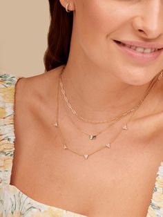 lemel is known for its dainty gold jewelry! Add some sparkle to your layering pieces with this dainty trio diamond necklace. Paper Clip Necklace, Tennis Jewelry, Dainty Gold Jewelry, Necklace Stack, Bezel Necklace, Kids Earrings, Initial Jewelry, Layering Necklace, Cool Necklaces