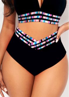 Color:Black;Size:XXL;Package Contents:1 X Bikini Bottom; Trendy Swimsuits, High Waist Bottoms, African Fashion Dresses, Women Swimsuits, Black Stripes, Womens Swimwear, Stylish Outfits, On Sale, Cute Outfits