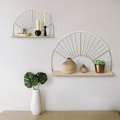 Sagebrook Home Metal/wood, S/2 13/16inchh Arched Wall Shelves, Gold Half moon Gold Iron 16inchH Nomad. If you're on the hunt for attractive storage solutions, look no further! This set of two wall shelves feature a unique arched design crafted out of gold iron. The arch includes a great design that resembles the rays of a rising sun. Below the arched frame is a single brown wooden shelf. Hang these easy-to-mount wall shelves on any wall in your home or office for a stylish way to show off your f Wall Storage Shelf, Arched Design, Wall Storage Shelves, Arched Wall, Glam Modern, Floating Wall Shelves, Small Shelves, Floating Wall, Gold Walls