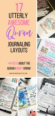 several different types of journal pages with the title 17 utterly awesome quin - writing layouts