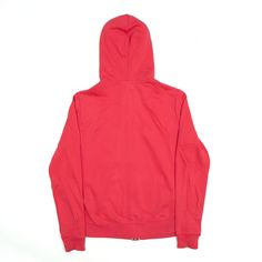 Item is in good used condition. >Size: L >Armpit To Armpit: 20" >Armpit To Cuff: 21" >Collar To Hem: 24" Red Athleisure Sweats For Streetwear, Red Cotton Sweats For Streetwear, Sporty Sweatshirt With Drawstring Hood For Jogging, Sporty Sweatshirt With Double-lined Hood For Leisure, Casual Sweatshirt With Drawstring Hood For Light Sports, Casual Hoodie Sweatshirt For Light Sports, Casual Jogging Hoodie Sweatshirt, Casual Sweatshirt With Drawstring Hood For Jogging, Sporty Cotton Sweats For Streetwear