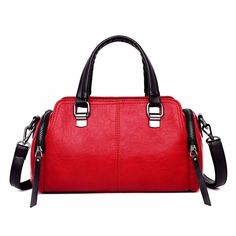 Luxury Vintage Casual Leather Tote Bag Red Handheld Shoulder Bag For Office, Red Box Bag With Large Capacity For Office, Modern Red Box Bag With Large Capacity, Red Large Capacity Box Bag For Travel, Red Large Capacity Box Bag For Office, Red Shoulder Box Bag For Office, Red Shoulder Bag For Work, Red Bags With Top Carry Handle For Work, Large Capacity Red Shoulder Bag For Office