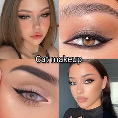 Cat Beauty Face Type Makeup, Makeup Chart, Makeup Types, Types Of Makeup Looks, Makeup Tuts, Makeup Charts, Different Makeup Looks, Doll Eye Makeup, Eye Makeup Techniques