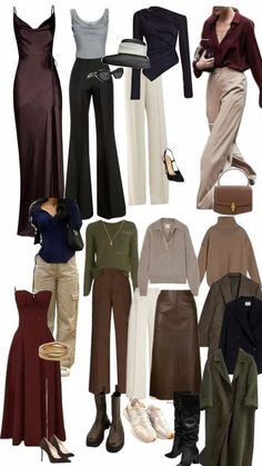 Soft Dramatic Outfit Winter, Dark Autumn Clothing Palette, Soft Autumn Outfits Color Palettes, Soft Dramatic Dark Autumn, Dark Autumn Dress, Dramatic Classic Autumn, Soft Dramatic Autumn Outfits, Deep Autumn Clothing, Autumn Dark Outfits