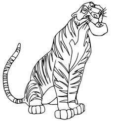 a tiger sitting on the ground with its paw in it's mouth coloring page