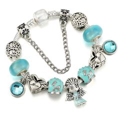 Blue Mom Angel Charm Bracelet. Weight About 40g Clasp Type Pandora Style. Length 19cm Turquoise Metal Charm Bracelet As Gift, Turquoise Metal Charm Bracelet Gift, Nickel-free Blue Sterling Silver Charm Bracelet, Blue Nickel-free Crystal Bracelet For Gift, Blue Nickel-free Crystal Bracelet Gift, Elegant Blue Nickel Free Charm Bracelet, Nickel-free Blue Charm Bracelet For Gift, Blue Nickel-free Charm Bracelet As Gift, Nickel-free Blue Charm Bracelet Gift