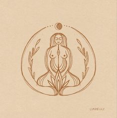 a drawing of a naked woman in a circle