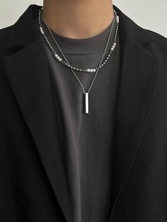 Type: AccessoriesMaterial: Titanium steel,artificial pearlPearl necklace length: 47+6cm ( 20.9 inches )Rectangular necklace length: 50+6cm( 22 inches ) Mens Pearl Necklace, Masculine Jewelry, قلادات متدلية, Boys Necklace, Horn Pendant Necklace, Boys Jewelry, Layered Jewelry, Chains For Men, Necklace Length