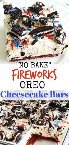 no bake fireworks oreo cheesecake bars