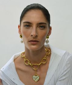 Our understated gold “coin” top earrings with hanging baroque pearls are a timeless reflection of your style �– a little glow that can take you from your big day to breakfast in your favorite jeans, years down the line. Mood Necklace, Necklaces Collection, Semi Precious Necklace, Hoop Charms, Necklace Charms, Coin Earrings, Fall Accessories, Fine Earrings, Brass Chain