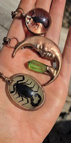 Please pick your pendant. Each encased in copper. ️🖤 Goth Western, Maximalist Jewelry, Room Stuff, Scorpion, Pendant Necklaces, Glow In The Dark, Favorite Jewelry, Jewelry Necklace Pendant, Jewelry Necklaces