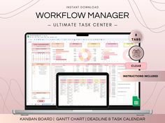 the workflow manager is displayed on a laptop