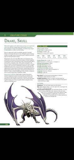 a page with an image of a purple dragon on it's back and the text below