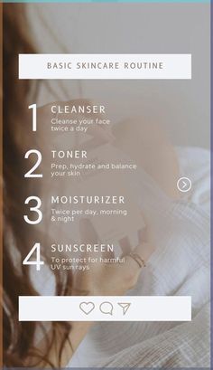 It’s generally best to follow a skin care routine of cleansing and either toning or exfoliating, followed by applying products from lightest to heaviest. This helps the key ingredients penetrate the skin.

The order in which you apply your skin care products matters, whether you want a simple 3-step routine for the morning or have time for a full 10-step regimen at night.


Basic morning routine
-------------------------------------
•Cleanser: Use it to remove grime and residue that’s built up overnight.
•Moisturizer: This hydrates the skin and can come in creams, gels, or balms.
•Sunscreen: It’s essential for protecting the skin against the damaging effects of the sun. Night Time Skin Care Routine, Basic Skin Care Routine, Facial Scrubs, Skincare Ingredients, Luxury Skincare, Skin Care Products, Care Routine