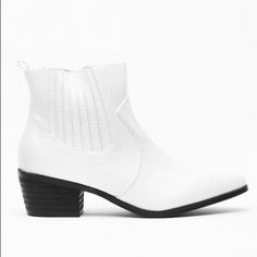 Nasty Gal White Headin' West Faux Leather Croc Boots Size 6, Nib. You Comin'? These Boots Come In Faux Leather And Feature A Croc Embossed, Western Design, Pointed Toe, Cleated Sole, Low Block Heel, Inside Zip Closure, And Heel Pull Tab. - Outer: Synthetic Pu Materials. - Inner: Textile Materials. - Total Heel Height: 2"/5cm. Trendy White Faux Leather Heeled Boots, White Faux Leather Heeled Boots For Winter, White Faux Leather Heeled Boots With Round Toe, White Synthetic Heeled Boots For Spring, White Pointed Toe Faux Leather Boots, Trendy White Faux Leather Boots, White Faux Leather Heeled Boots Medium Width, White Faux Leather Boots For Spring, White Faux Leather Spring Boots