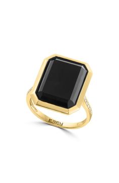 Detail your look with a bold statement ring featuring sparkling diamonds around a slender band of an onyx stone ring bezel-set in fine 14k-gold. 14k-gold/onyx/diamond Total diamond weight: 0.06 ct Made in the USA Diamond Guide Gold Diamond Band, Ring Bezel, Bezel Ring, Diamond Guide, Onyx Ring, Onyx Stone, Diamond Band, Keep Jewelry, Sparkle Diamonds