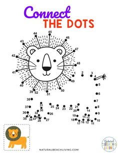 connect the dots with an animal and dot to dot game for children, including numbers