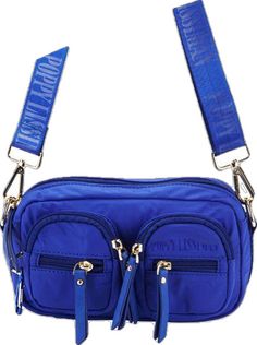 Blue Shoulder Bag With Pockets For Travel, Functional Blue Shoulder Bag With Pockets, Blue Multifunctional Shoulder Bag For Travel, Blue Nylon Shoulder Bag With Detachable Strap, Multifunctional Blue Shoulder Bag For Travel, Blue Multifunctional Everyday Bag, Multifunctional Blue Everyday Bag, Multifunctional Blue Bag For Everyday, Blue Multifunctional Bag For Everyday Use