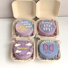 #btscake #army #borahae Bt21 Dessert, Bts Bento Cake, Bts Cake Design, Bts Cakes, Korean Lunch Box, Bts Cake, Korean Cake, Mini Cakes Birthday, Bts Birthdays