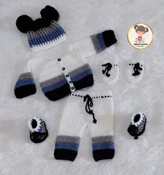 Welcome To Smart E Stores 0-3 Months Newborn Unisex Baby Romper Suit Outfit Crochet Shirt & Pants Overall Dress Fashion Shoes & Hat If You want any Color Or size Please Text Me. Specification ● 100% Brand New and High quality Handmade Wool Set ● Gender :Boys / Girls ● Colors : Grey/White/ Blue / Black ● Materials : High quality Wool ● Comfortable wear For your Baby Package Includes 1* Baby Shirt & Pants 1* Pair Of Baby Shoes 1* Baby Hat 1 * Pair of Baby Mittens Instruction Do Not Rub Hard & Wash Shipping & Handling Policy ● We always send the item to the address you give us on eBay to ensure the security of the item. If you have changed your address, or want us to ship to another address, please change to the new address when you pay us with payoneer, otherwise we will not be responsible i Baby Boy Crochet Outfits, Crochet Newborn Boy, Knitting For Baby, Baby Products Packaging, Crochet Romper, Suit Outfit, Crochet Baby Boy, Sun Face, Baby Mittens