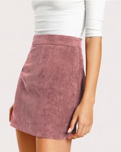 This sweet but sassy skirt is sure to be a new fave in your wardrobe. Featuring a flat front and soft corduroy finish. This mini skirt pairs perfectly with bodysuits or sweater, add booties and you are casual chic ready to rock this look. Made with a polyester, nylon and corduroy blend for comfort and style. Corduroy Skirt Outfit, Ladies Skirts, Butterfly Skirt, Dresses For The Races, Girls Bridesmaid Dresses, Black Ball Gown, Pink Corduroy, Rock Outfit, Womens Skirts