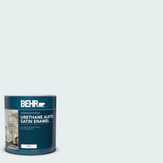 the behr paint is light blue and it has a gray base with white trim