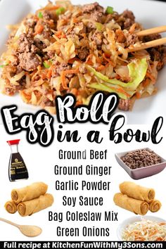 an advertisement for egg roll in a bowl