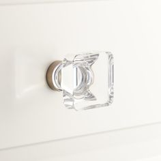 a close up of a white cabinet door handle