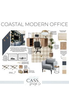 the interior design board for coastal modern office