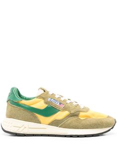 olive green/multicolour calf suede colour-block panelled design logo patch at the tongue embroidered logo to the side contrasting branded heel counter round toe front lace-up fastening pull-tab at the heel branded leather insole flat rubber sole Green Sneakers With Rubber Sole For Jogging, Green Suede Sporty Sneakers, Green Suede Sneakers With Rubber Sole, Green Suede Sporty High-top Sneakers, Green High-top Sneakers With Logo Patch, Green Leather Sneakers For Jogging, Green Suede Lace-up Sneakers, Sporty Leather Sneakers With Logo Patch, Green Sneakers With Embroidered Logo And Round Toe