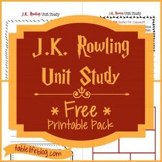 the j k rowling unit study and free printable pack is shown in this image