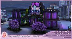 an image of a futuristic city with purple lights